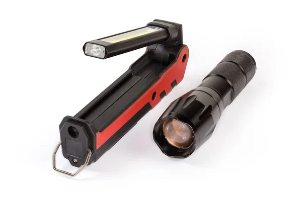 Moderne Wiederaufladbare Elektrische Led Taschenlampe Mit Faltlampe Und Taktischer Led — Stockfoto