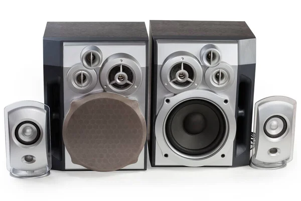 Pair Home High Fidelity Three Way Loudspeaker Systems Black Wooden — Stockfoto