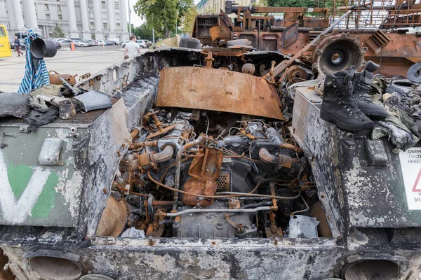 Kyiv Ukraine June 2022 Exposition Various Destroyed Russian Military Equipment — 图库照片