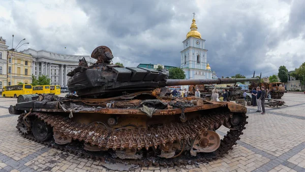 Киев Украина Июня 2022 Года Экспозиция Российской Военной Техники Уничтоженной — стоковое фото