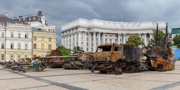 Киев Украина Июня 2022 Года Экспозиция Российской Военной Техники Уничтоженной — стоковое фото