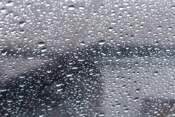 Wet Car Windshield Covered Water Drops Different Sizes Rain View — Stockfoto