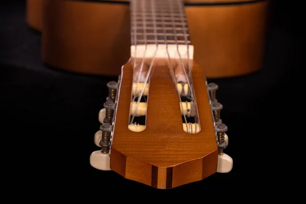 Classical Headstock Machine Head Tuning Old Traditional Wooden Acoustic Guitar — Zdjęcie stockowe