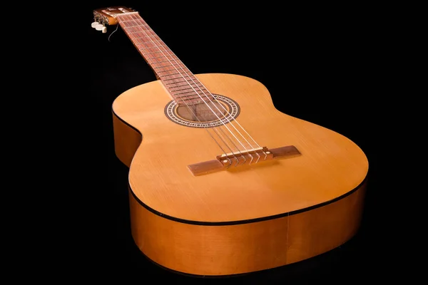 Old Traditional Wooden Acoustic Guitar Six Strings View Body Side — Stock Photo, Image