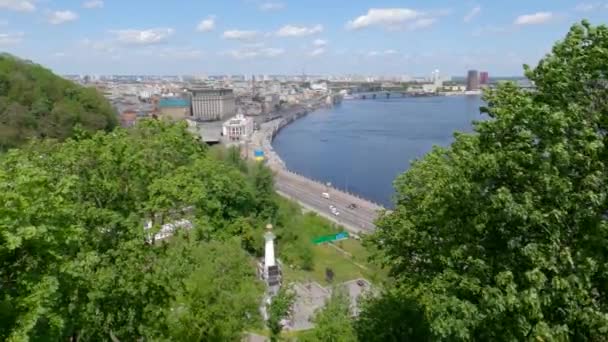 Dnieper River Podil District Springtime Kyiv Ukraine — Vídeo de Stock