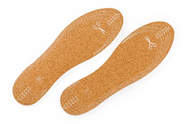 Pair Insoles Based Corkwood Textile Second Layer Ability Cut Desired — ストック写真