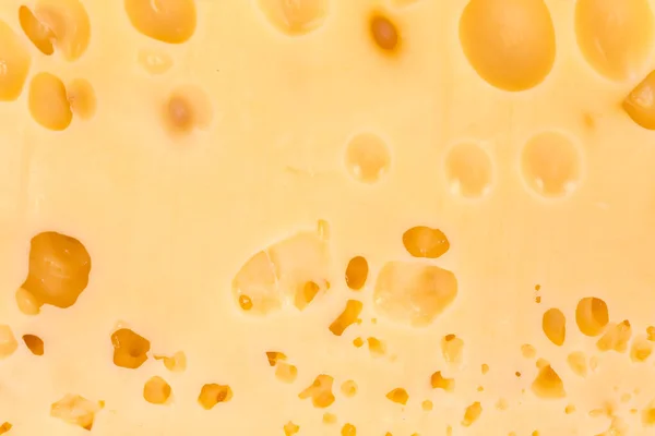 Sviçre Tipi Peynirin Bir Bölümdeki Dokusunun Görünümü Yakın Plan Arka — Stok fotoğraf