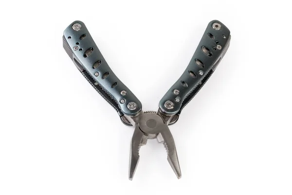 Multi Tool Metal Handles Open Pliers White Background — 스톡 사진