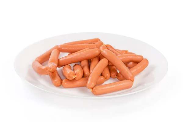 Bunch Small Sausages Dish White Background — Photo