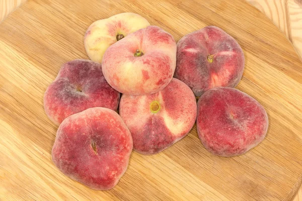 Heap Peaches Oblate Shape Also Known Flat Peaches Fig Peaches — Stockfoto