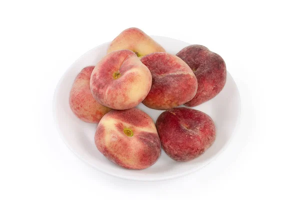 Peaches Oblate Shape Also Known Flat Peaches Fig Peaches White — ストック写真