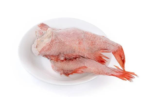 Frozen Headless Gutted Carcasses Redfish Also Known Ocean Perch Covered — Stockfoto