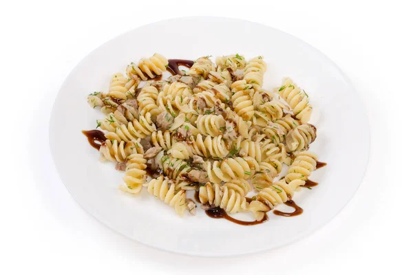 Prepared Spiral Pasta Also Known Fusilli Rotini Pasta Mixed Stuffing — ストック写真
