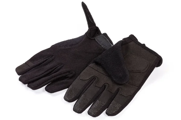Pair Black Tactical Military Gloves Made Textile Synthetic Leathern White — ストック写真