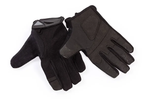 Pair Black Tactical Military Gloves Made Textile Synthetic Leathern White — Foto de Stock