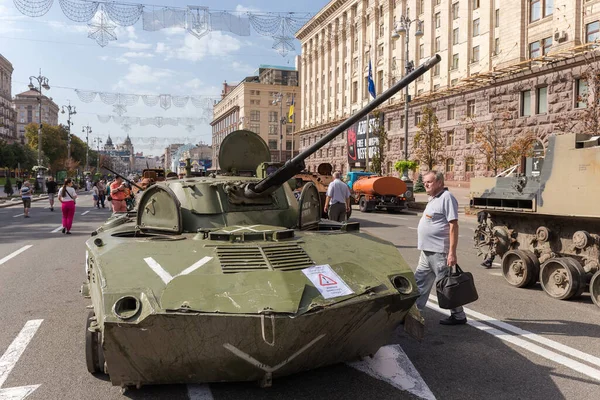 Kyiv Ukraine August 2022 Exposition Russian Military Equipment Destroyed Hostilities — Stok fotoğraf