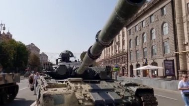 Russian tank destroyed in invasion of Ukraine, exposition, Kyiv, 2022