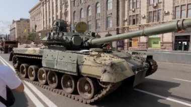 Russian tank destroyed in invasion of Ukraine, exposition, Kyiv, 2022