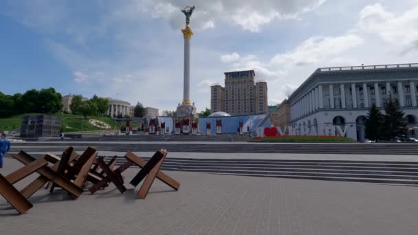 Maidan Nezalezhnosti Durante Invasión Rusa Ucrania Kiev 2022 — Vídeo de stock