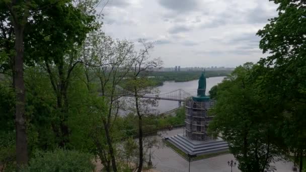Bedekt Saint Volodymyr Monument Tijdens Russische Invasie Oekraïne Kiev 2022 — Stockvideo