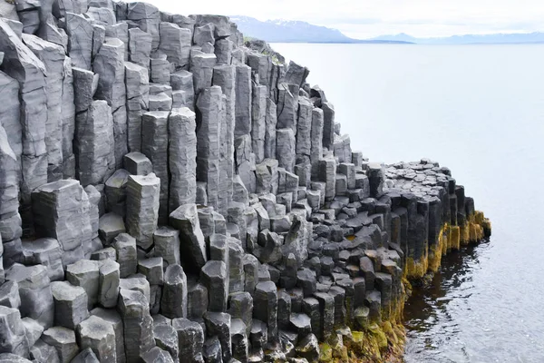 Tall Gray Basalt Columns Northern Coast Iceland Europe — стокове фото