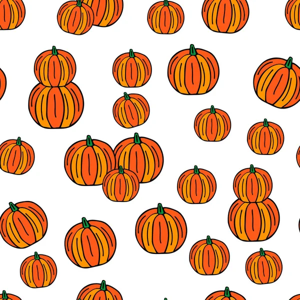 Krásné jasně oranžové dýně pro dovolenou halloween izolované na bílém pozadí. Bezproblémový vzor — Stockový vektor