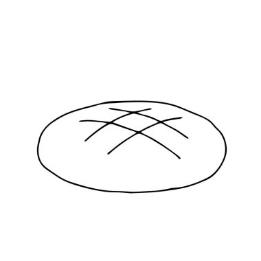 Beyaz arka planda izole edilmiş siyah el çizimi bir ekmek illüstrasyonu