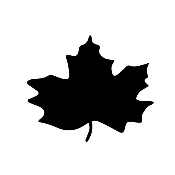 Illustration Black Maple Leaf Isolated White Background — Stock Vector