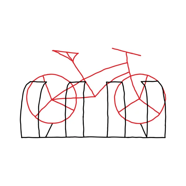 Uma Bela Ilustração Vetorial Preta Vermelha Desenhada Mão Rack Estacionamento — Vetor de Stock