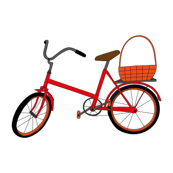 Une Belle Illustration Vectorielle Dessinée Main Vieux Cycle Adulte Rouge — Image vectorielle