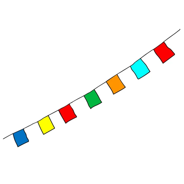 Belle Illustration Vectorielle Colorée Dessinée Main Groupe Drapeaux Isolés Sur — Image vectorielle
