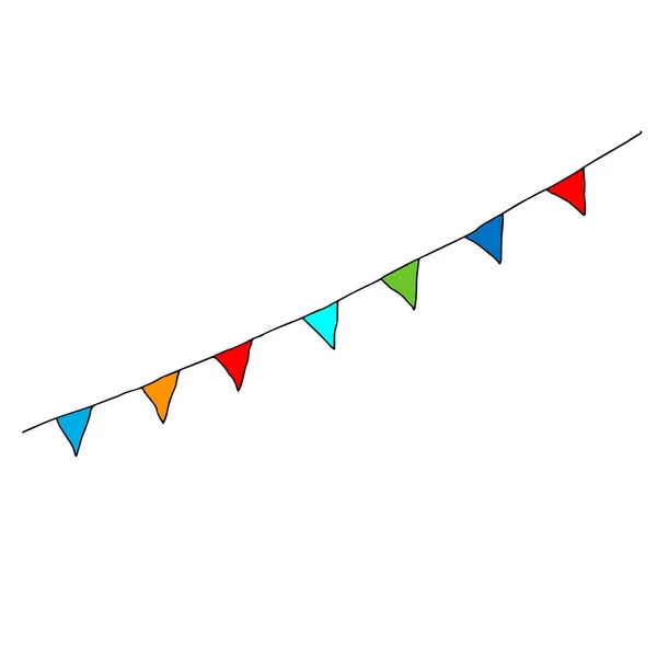 Schöne handgezeichnete farbige Vektorillustration einer Gruppe von Flaggen auf weißem Hintergrund — Stockvektor