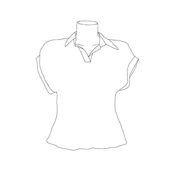 Bella illustrazione vettoriale di moda disegnata a mano di una camicia ladys per ragazze e donne su un manichino isolato su uno sfondo bianco — Vettoriale Stock