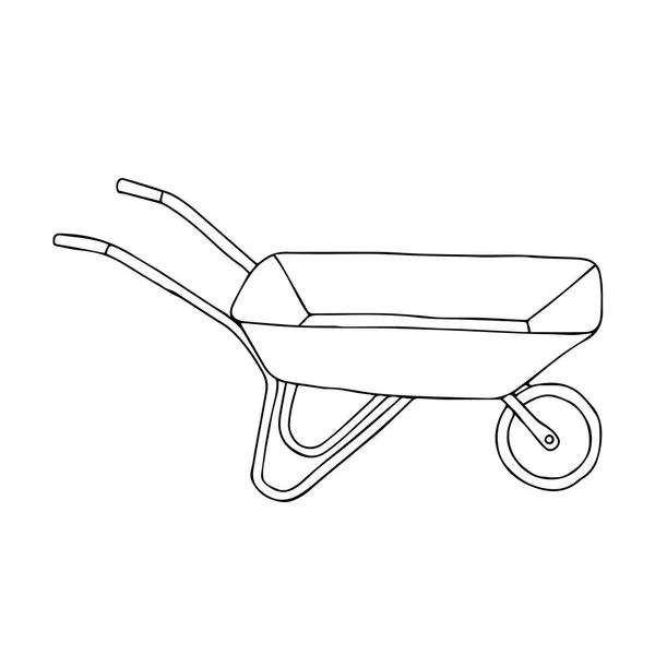Ручной Черно Векторный Рисунок Красивого Металлического Грузовика Ручками Садоводства Белом — стоковый вектор