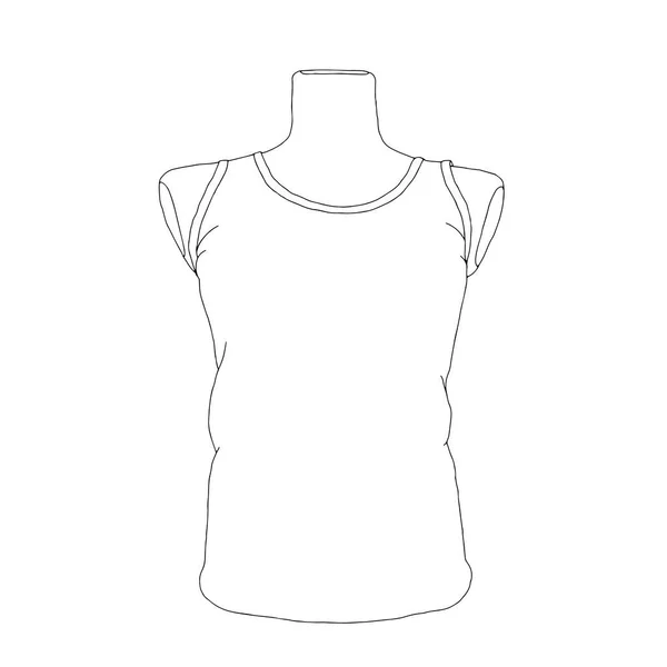 一幅漂亮的手工绘制的时尚矢量图 描绘了一件白色背景下的男男女女无袖T恤衫 — 图库矢量图片