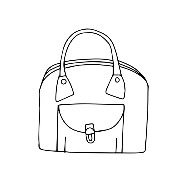 Una Hermosa Mano Dibujo Negro Vector Bolsa Para Viajar Aislado — Vector de stock