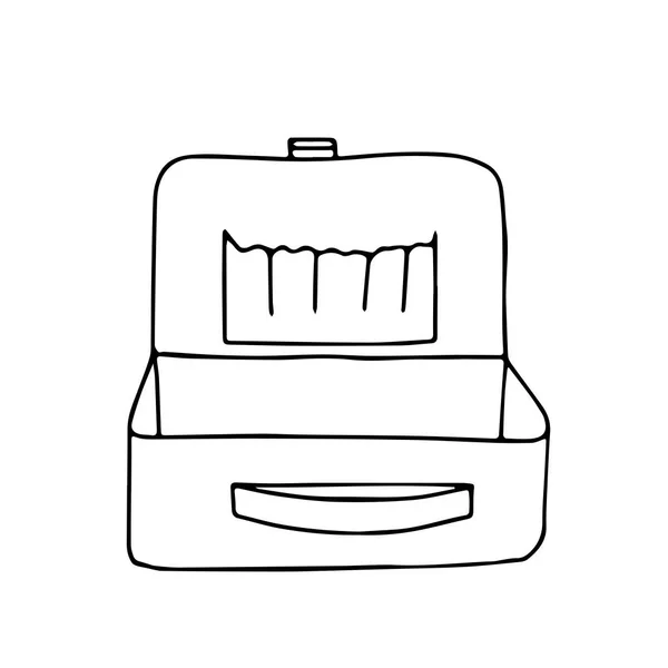 一个漂亮的手绘黑色矢量手提箱 用于在白色背景上隔离的旅行 — 图库矢量图片