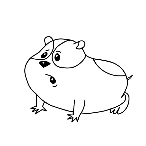 Une Illustration Vectorielle Noire Dessinée Main Portrait Jeune Hamster Adulte — Image vectorielle