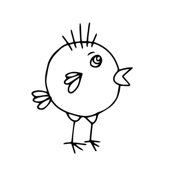 Eine Handgezeichnete Schwarze Vektorillustration Von Einem Lustigen Huhn Isoliert Auf — Stockvektor