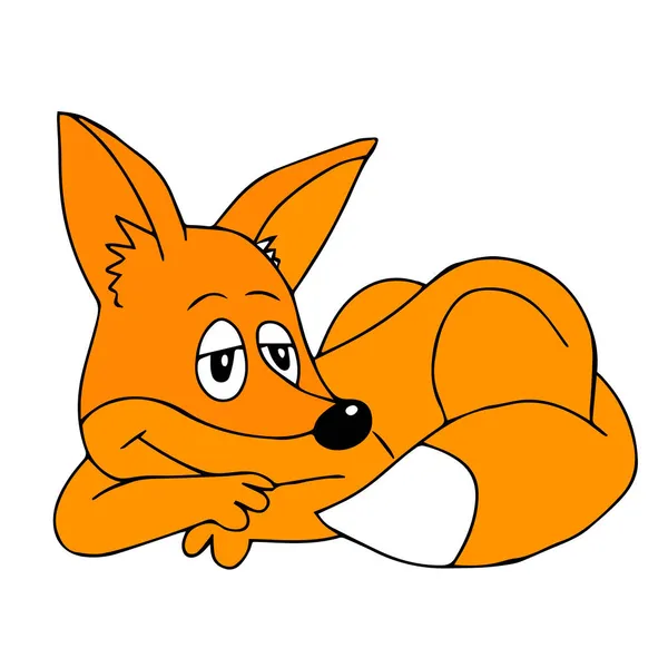 Une Illustration Vectorielle Orange Dessinée Main Beau Jeune Renard Drôle — Image vectorielle