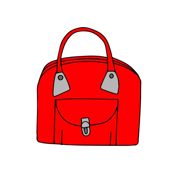 Eine Schöne Handgezeichnete Rote Vektortasche Für Reisen Isoliert Auf Weißem — Stockvektor