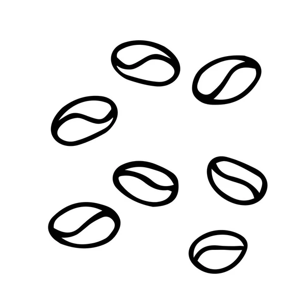 白色背景上分离的一组咖啡豆的黑色手绘矢量图 — 图库矢量图片