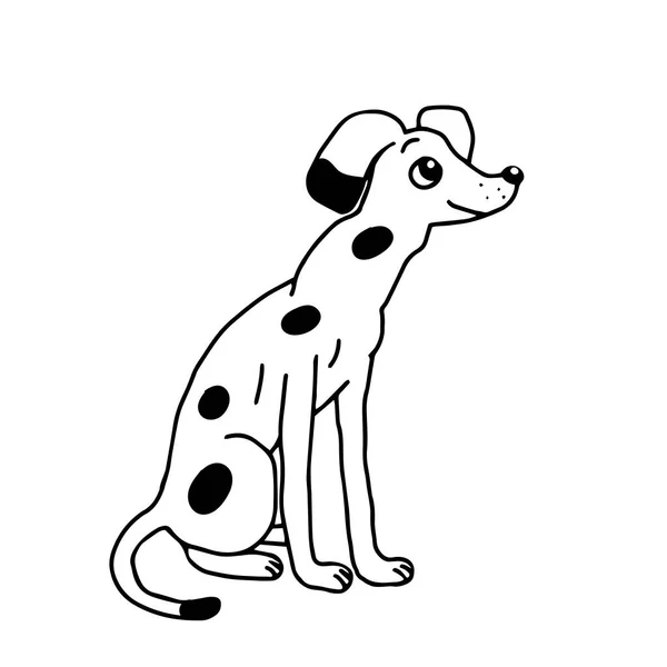 Une Illustration Vectorielle Dessinée Main Beau Jeune Chien Blanc Heureux — Image vectorielle