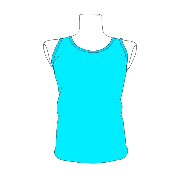 Una Bella Illustrazione Vettoriale Moda Disegnata Mano Shirt Blu Senza — Vettoriale Stock