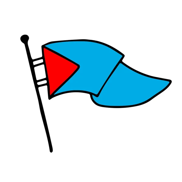 白を基調とした美しい手描きの青と赤のベクトルイラスト1枚の旗 — ストックベクタ