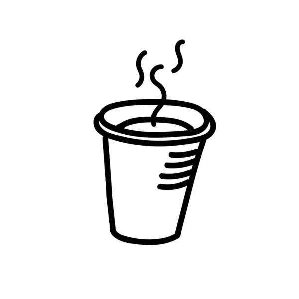 Egy Fekete Kézzel Rajzolt Illusztráció Kávé Vagy Tea Egy Papírpohár — Stock Vector