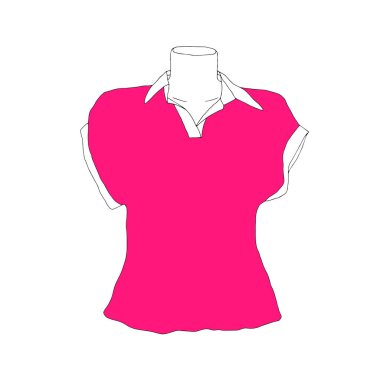 Beyaz bir arka planda izole edilmiş bir kuklayla bir bayanın kızlar ve kadınlar için kırmızı gömleğinin el yapımı güzel bir moda tasviri.