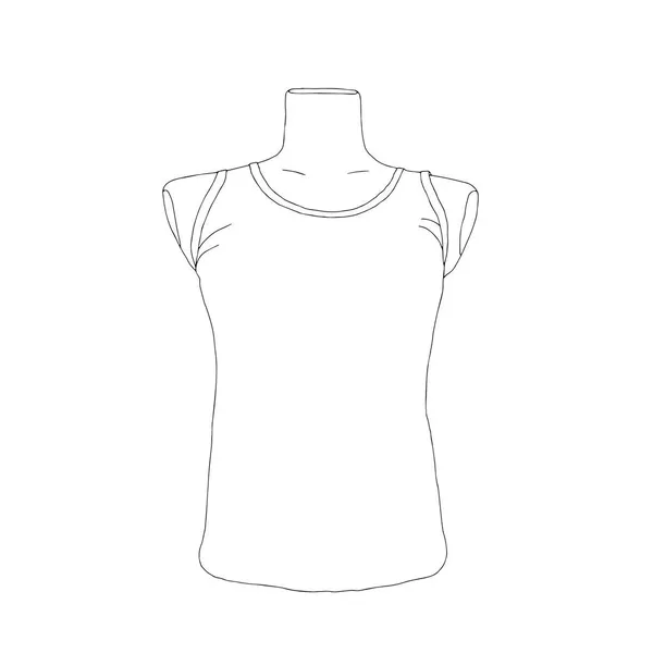 Hermoso Vector Moda Dibujado Mano Ilustración Una Camiseta Sin Mangas — Vector de stock