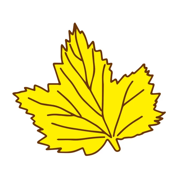 Векторная Иллюстрация Желтого Листа Смородины Выделенного Белом Фоне — стоковый вектор