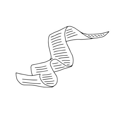 Beyaz arkaplanda izole edilmiş, kopyalama alanı olan bir kağıt parçasının el çizimi siyah vektör çizimi